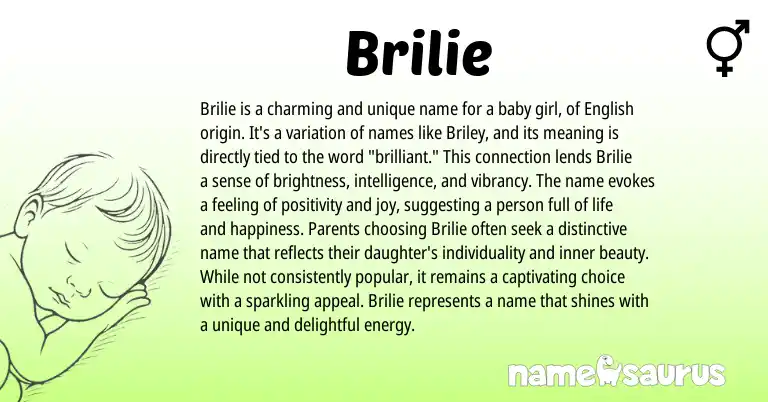 Infographic about Brilie name meaning, Brilie is a name from English origin(s).