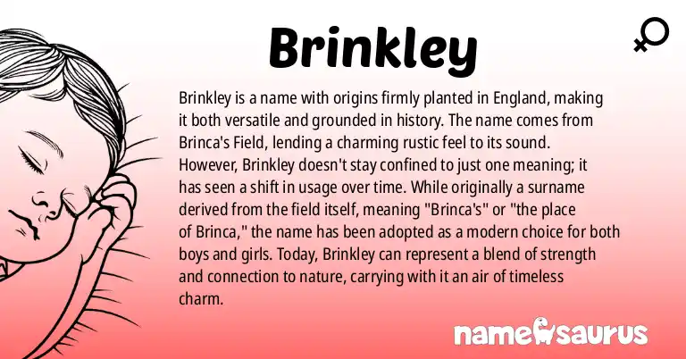 Infographic about Brinkley name meaning, Brinkley is a name from English origin(s).