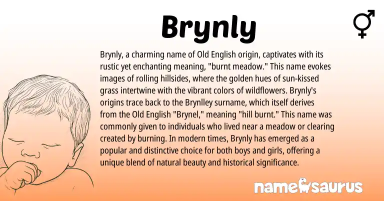 Infographic about Brynly name meaning, Brynly is a name from Old English origin(s).