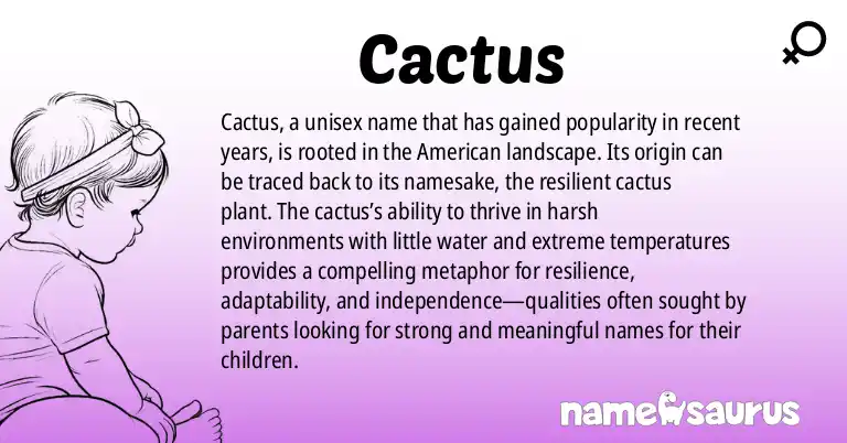 Infographic about Cactus name meaning, Cactus is a name from American origin(s).