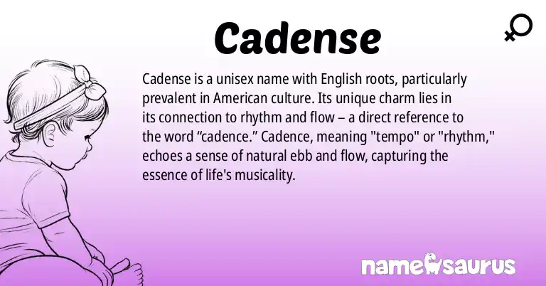 Infographic about Cadense name meaning, Cadense is a name from English (American) origin(s).