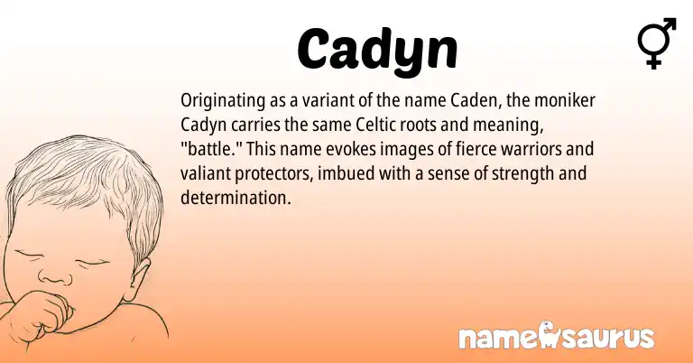 Infographic about Cadyn name meaning, Cadyn is a name from Celtic origin(s).