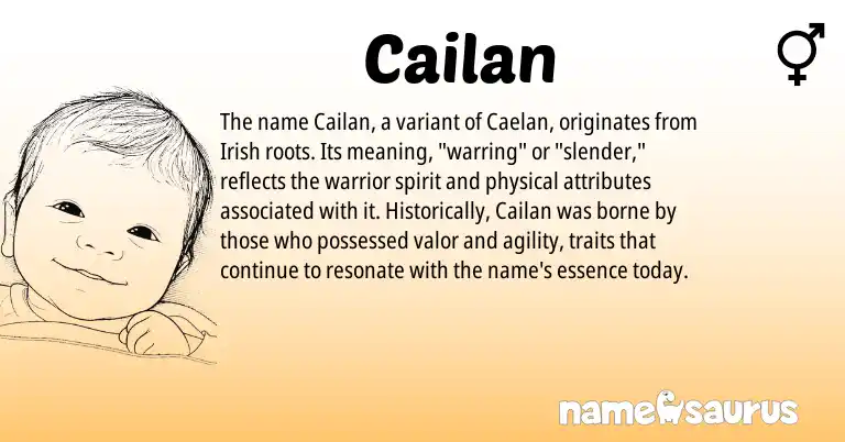 Infographic about Cailan name meaning, Cailan is a name from Irish origin(s).