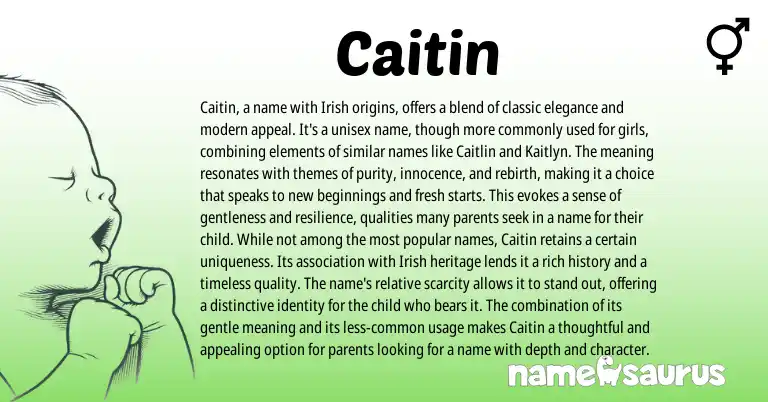 Infographic about Caitin name meaning, Caitin is a name from Irish origin(s).