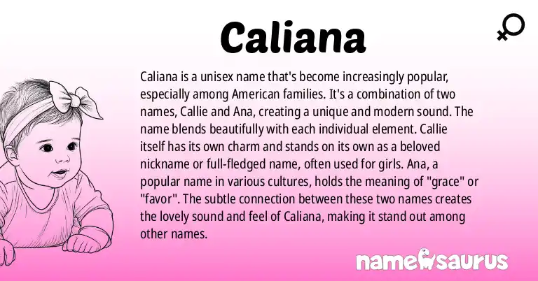 Infographic about Caliana name meaning, Caliana is a name from English, American origin(s).