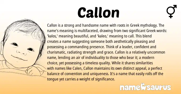 Infographic about Callon name meaning, Callon is a name from Greek origin(s).