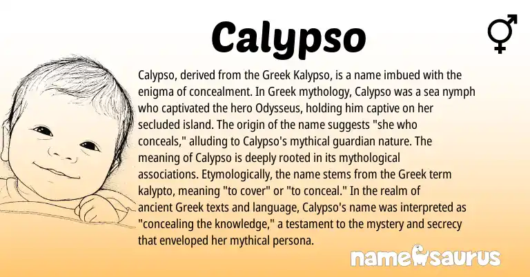 Infographic about Calypso name meaning, Calypso is a name from Greek origin(s).