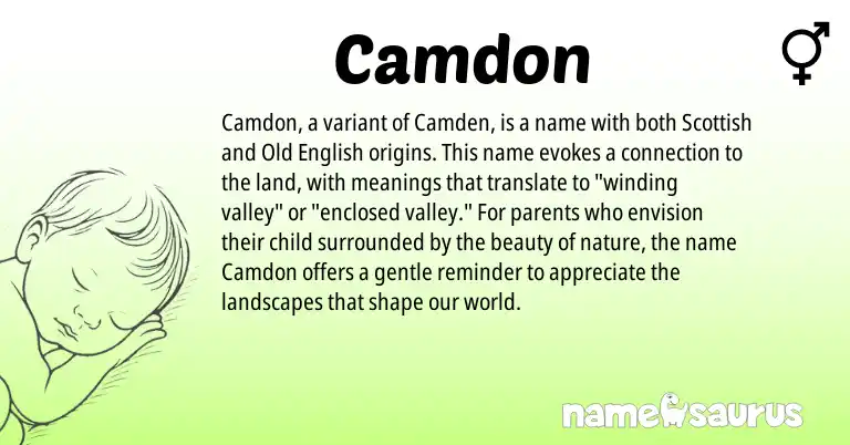 Infographic about Camdon name meaning, Camdon is a name from Old English, Scottish origin(s).