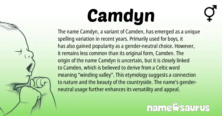 Infographic about Camdyn name meaning, Camdyn is a name from Celtic origin(s).