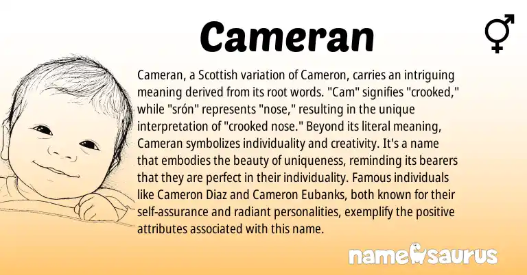 Infographic about Cameran name meaning, Cameran is a name from Scottish origin(s).