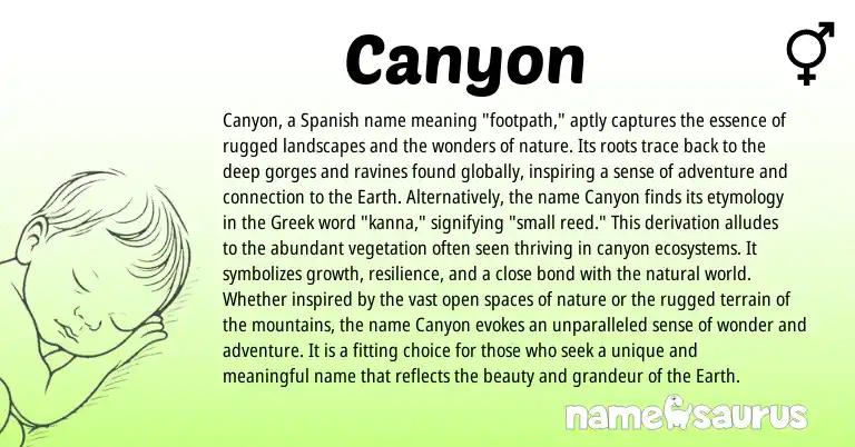 Infographic about Canyon name meaning, Canyon is a name from Spanish, Greek origin(s).