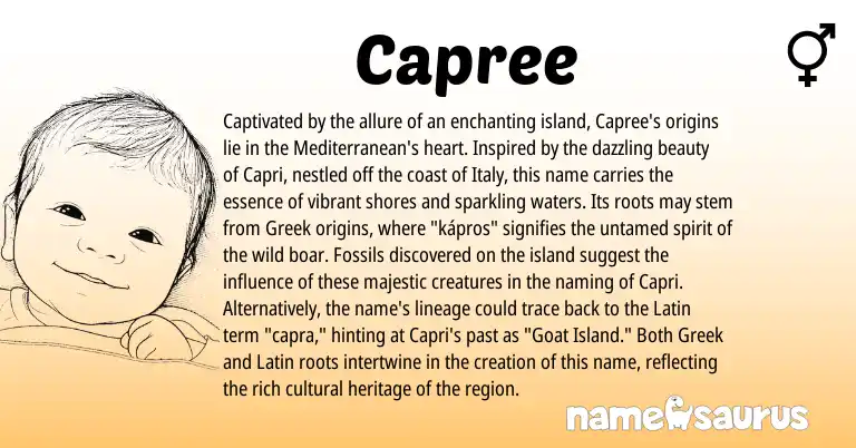 Infographic about Capree name meaning, Capree is a name from Latin, Greek origin(s).
