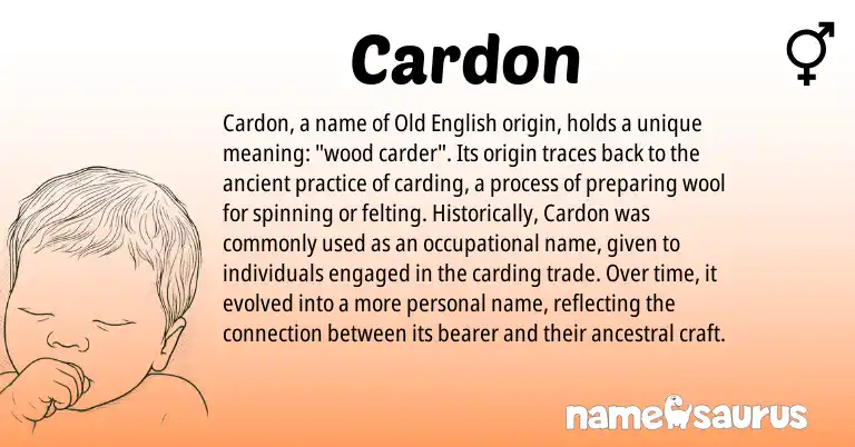 Infographic about Cardon name meaning, Cardon is a name from Old English origin(s).