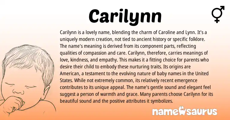 Infographic about Carilynn name meaning, Carilynn is a name from Other origin(s).
