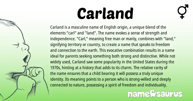 Infographic about Carland name meaning, Carland is a name from Other origin(s).
