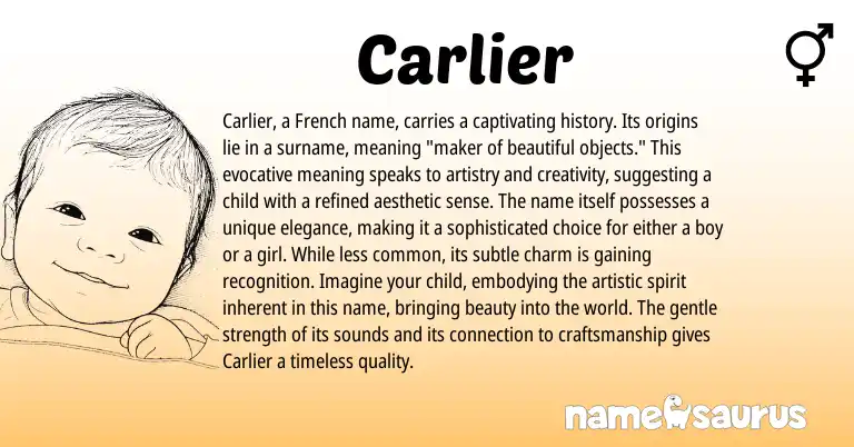 Infographic about Carlier name meaning, Carlier is a name from French origin(s).