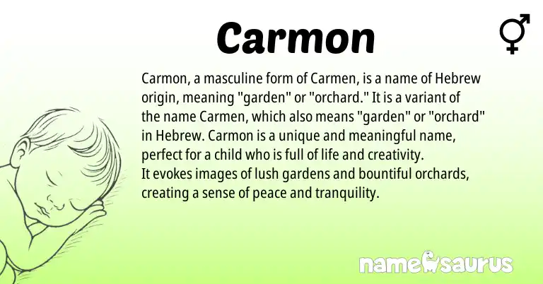 Infographic about Carmon name meaning, Carmon is a name from Hebrew origin(s).
