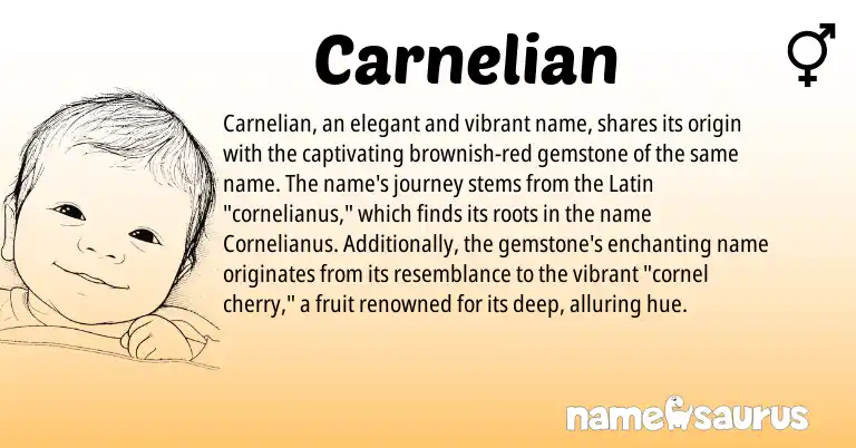Infographic about Carnelian name meaning, Carnelian is a name from Latin origin(s).