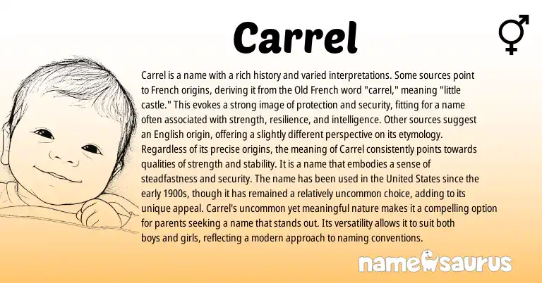 Infographic about Carrel name meaning, Carrel is a name from French, English origin(s).
