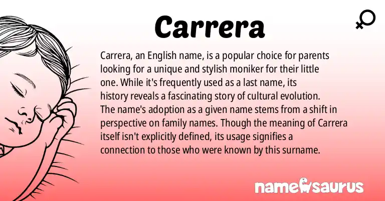 Infographic about Carrera name meaning, Carrera is a name from English origin(s).