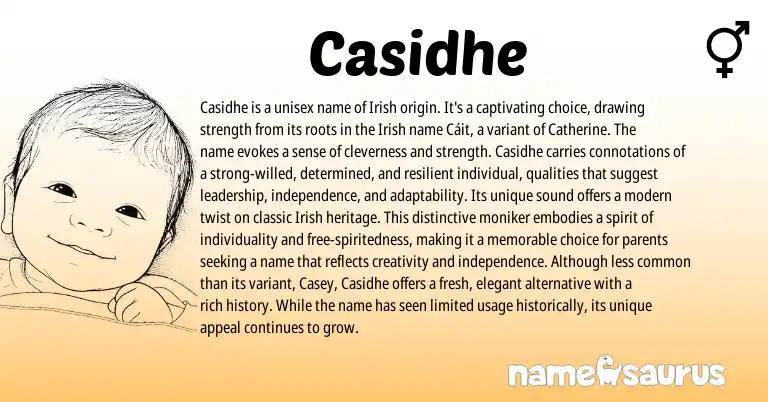 Infographic about Casidhe name meaning, Casidhe is a name from Irish origin(s).