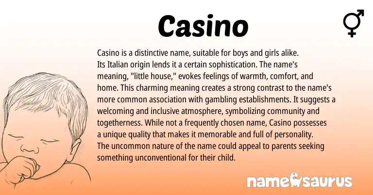 Infographic about Casino name meaning, Casino is a name from Italian origin(s).