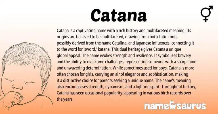 Infographic about Catana name meaning, Catana is a name from Italian, Japanese origin(s).