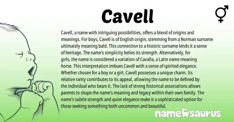 Infographic about Cavell name meaning, Cavell is a name from Teutonic, Norman, Latin, English origin(s).