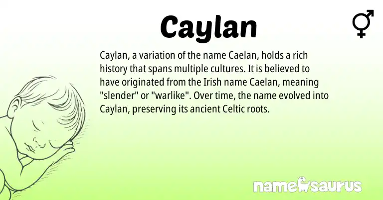 Infographic about Caylan name meaning, Caylan is a name from Irish, Celtic origin(s).