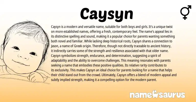 Infographic about Caysyn name meaning, Caysyn is a name from Greek origin(s).