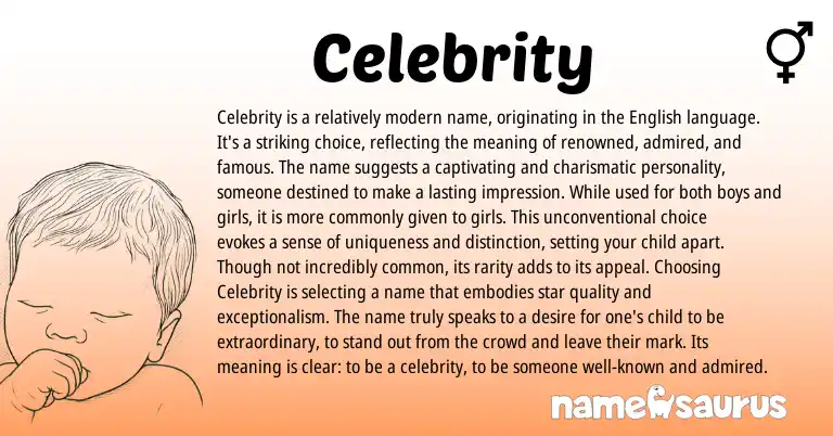 Infographic about Celebrity name meaning, Celebrity is a name from English origin(s).