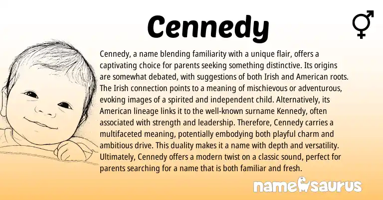 Infographic about Cennedy name meaning, Cennedy is a name from Irish origin(s).