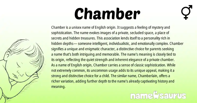 Infographic about Chamber name meaning, Chamber is a name from English origin(s).