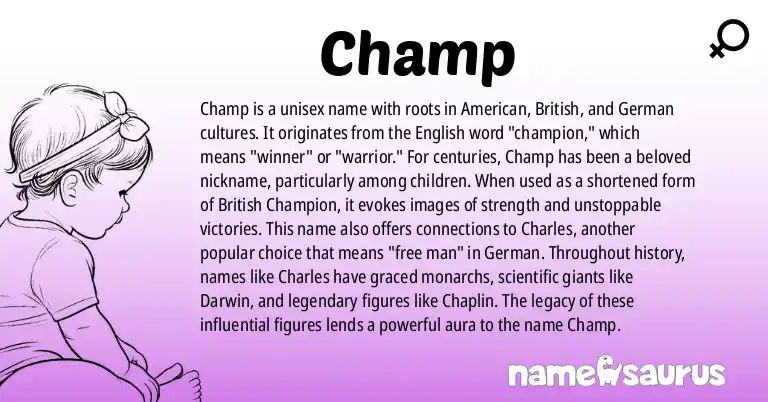 Infographic about Champ name meaning, Champ is a name from American, British, German origin(s).