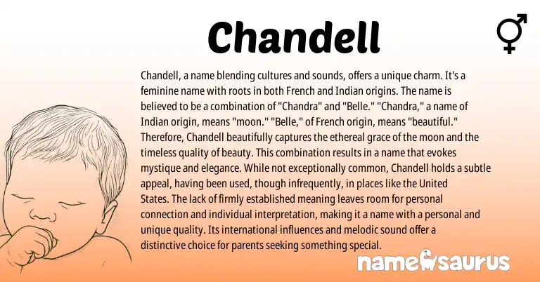 Infographic about Chandell name meaning, Chandell is a name from French, Indian origin(s).