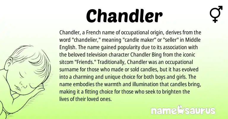 Infographic about Chandler name meaning, Chandler is a name from Middle English, French origin(s).