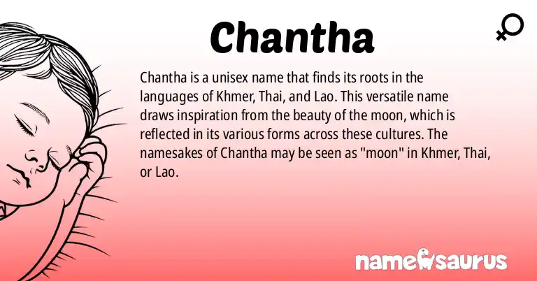 Infographic about Chantha name meaning, Chantha is a name from Khmer, Thai, Lao origin(s).