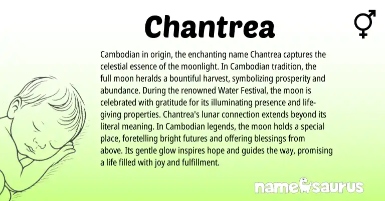 Infographic about Chantrea name meaning, Chantrea is a name from Cambodian origin(s).