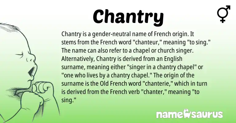 Infographic about Chantry name meaning, Chantry is a name from English, French, Old French origin(s).