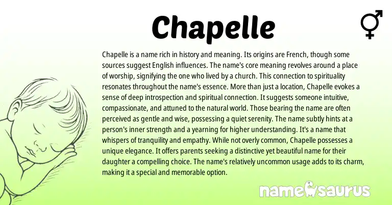 Infographic about Chapelle name meaning, Chapelle is a name from United States, French origin(s).