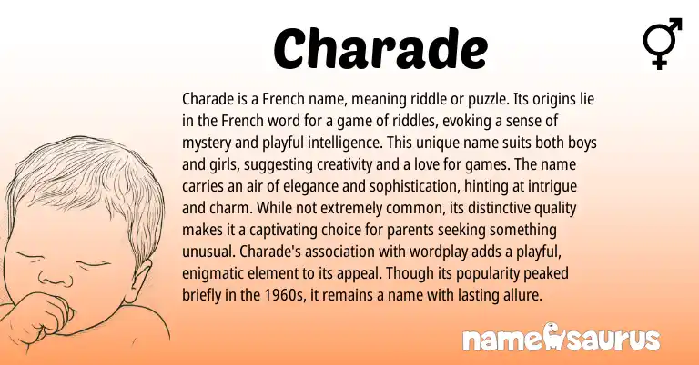 Infographic about Charade name meaning, Charade is a name from French origin(s).