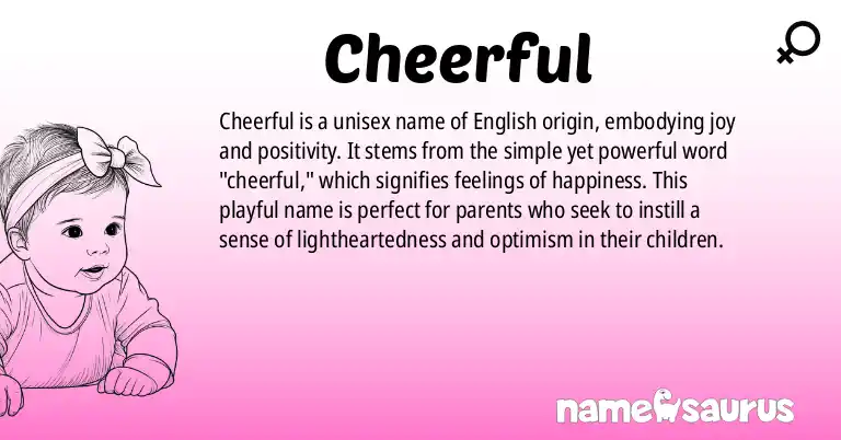 Infographic about Cheerful name meaning, Cheerful is a name from English origin(s).