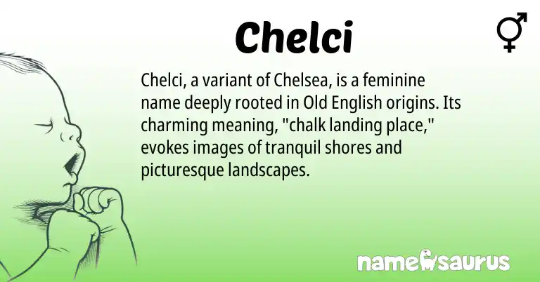Infographic about Chelci name meaning, Chelci is a name from Old English origin(s).
