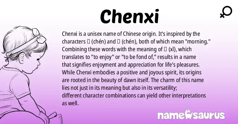Infographic about Chenxi name meaning, Chenxi is a name from Chinese origin(s).