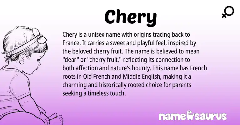 Infographic about Chery name meaning, Chery is a name from French origin(s).