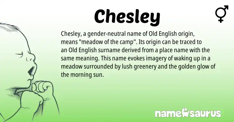 Infographic about Chesley name meaning, Chesley is a name from Old English origin(s).