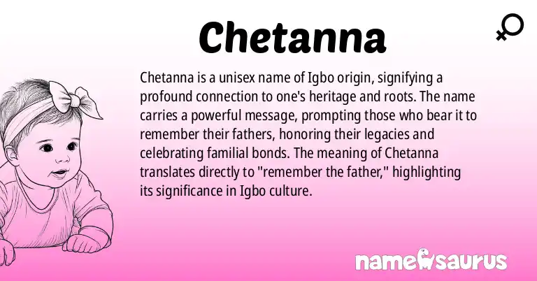Infographic about Chetanna name meaning, Chetanna is a name from Igbo origin(s).