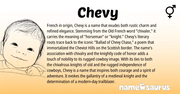Infographic about Chevy name meaning, Chevy is a name from French, Scottish, Old French origin(s).