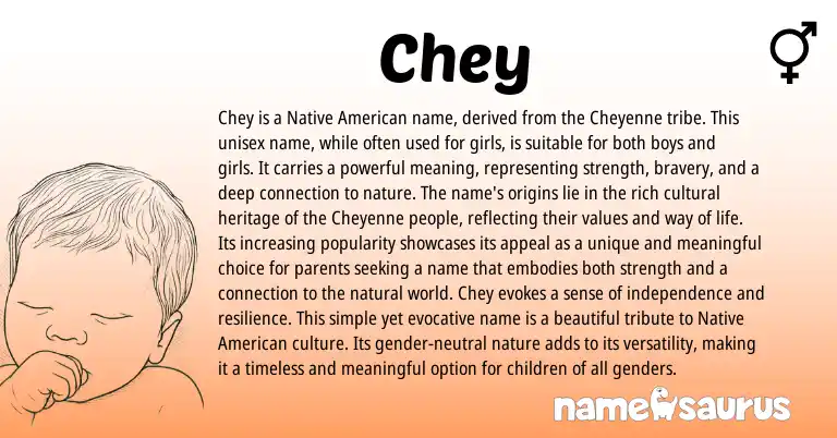 Infographic about Chey name meaning, Chey is a name from English, Cheyenne, American origin(s).