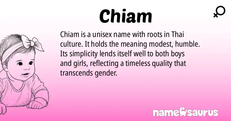 Infographic about Chiam name meaning, Chiam is a name from Thai origin(s).